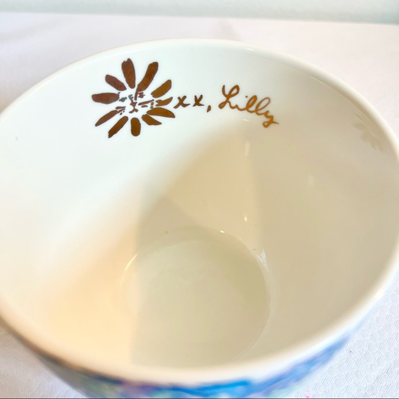 Lilly Pulitzer Cup Coffee Blue Floral with Hidden Cats Gold Trim Ceramic Mugs - Picture 2 of 4